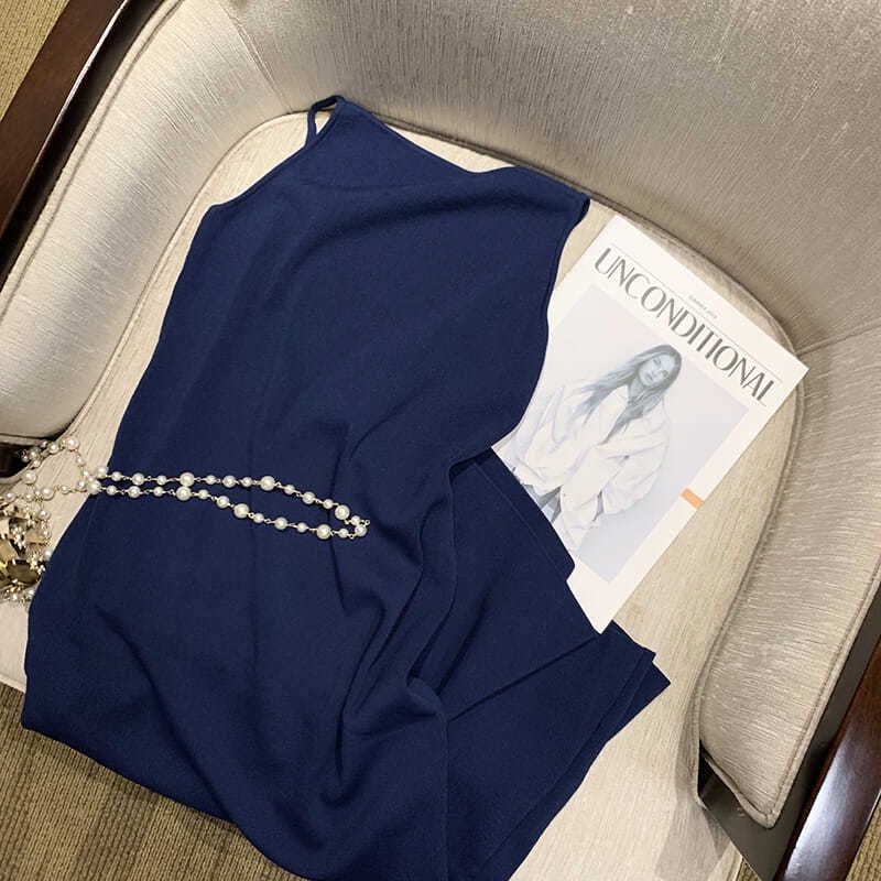 Đầm Dài Hai Dây Màu Trơn Phong Cách Phương Tây Thời Trang Cho Nữ