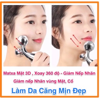 Cây Lăn Matxa 3D Xoay 360 độ Matxa vùng mặt giảm nếp nhăn cơ mặt và cổ