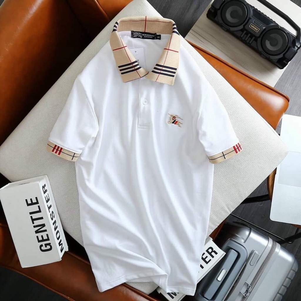 Áo phông Nam Nữ 🌵ĐỦ SIZE M - XL🌵 Áo polo Burberry logo thêu ngựa check cổ