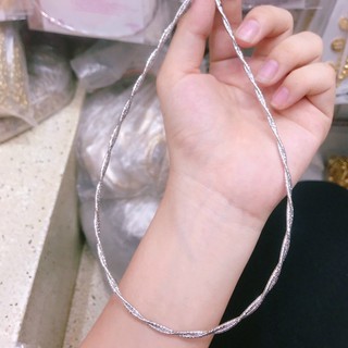 Kiềng Cổ Dạng Dẻo Màu Trắng 2 Bính Xỏ mặt Sang Trọng - Bền Màu Không Dị Ứng