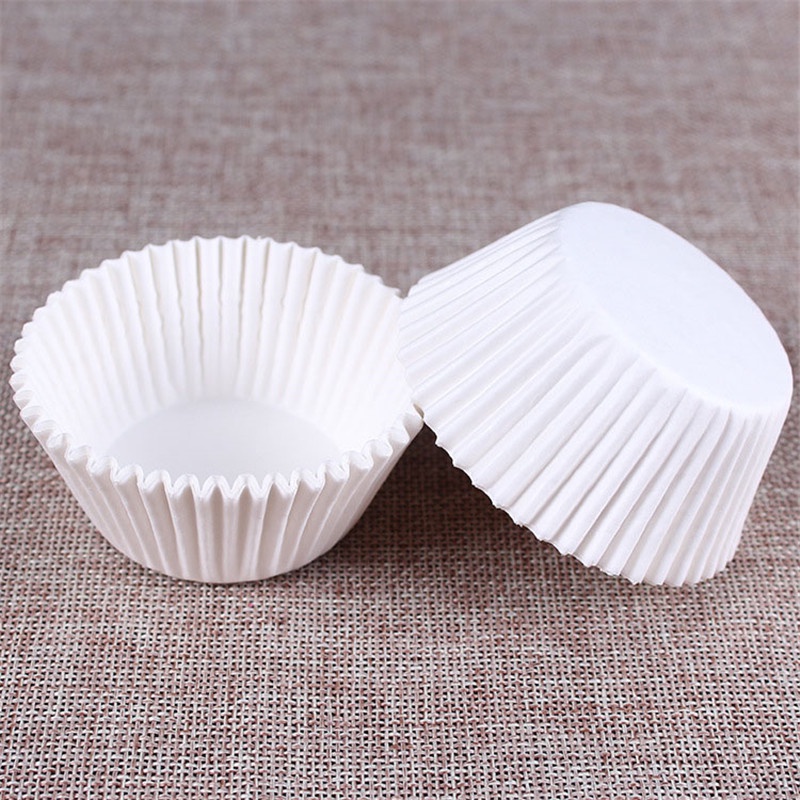 Bộ 100 Cốc Giấy Đựng Bánh Cupcake Màu Trắng Tiện Lợi