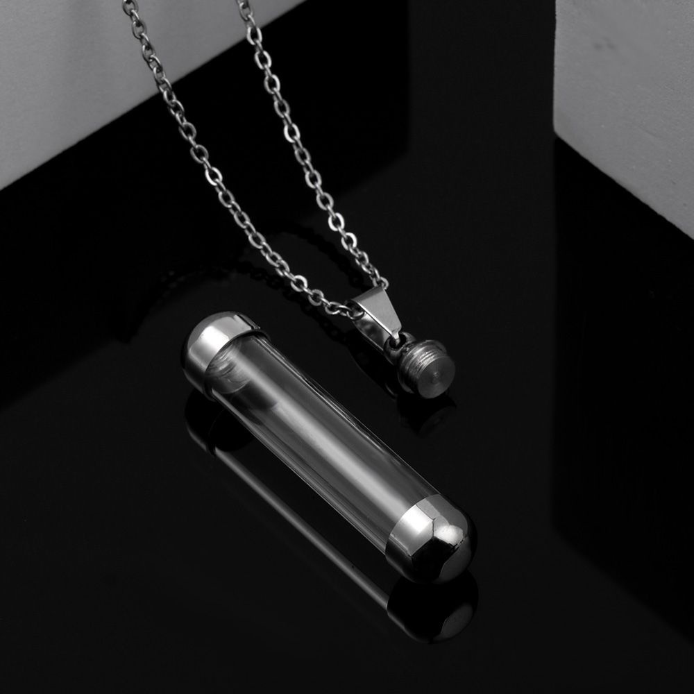 Vòng cổ Mặt Lọ Thủy Tinh Đựng Nước Hoa Có Nắp Vặn Mở Được Bằng Thép Thủy Tinh Mihan DIY