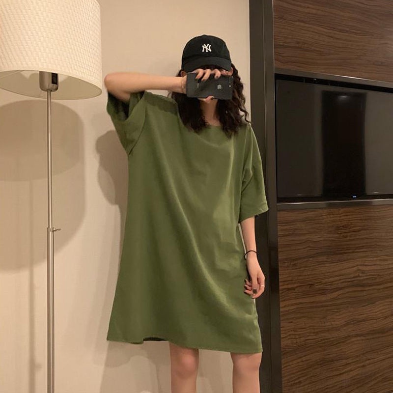 Yuanda Hàng Có Sẵn [Hàng Có Sẵn] Đầm Ngủ Pajama Màu Xanh Navy Dáng Rộng Tay Ngắn Thời Trang Mùa Hè Cho Nữ Sinh Và Học Sinh
