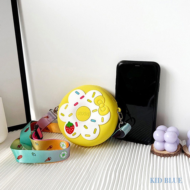 Túi Đeo Chéo Vai Hình Bánh Donut Hoạt Hình Bằng Silicon Đựng Tiền Xu Dễ Thương Cho Bé