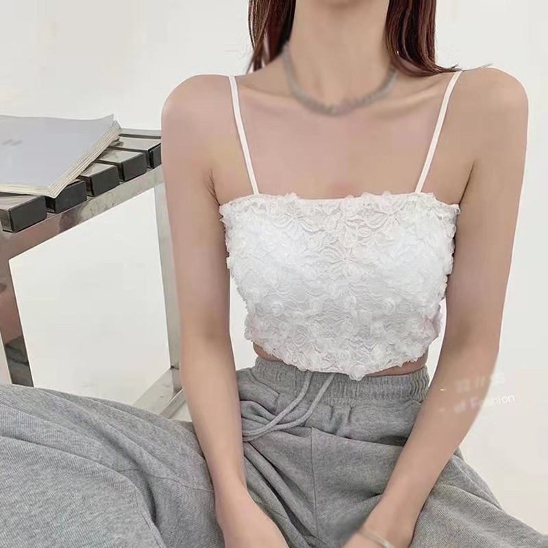 Áo Dây Mảnh Thêu Hoa 3D Hở Lưng