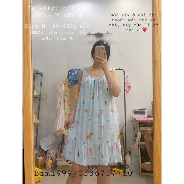 Váy Mặc Nhà Lanh Siêu Mát Mặc Mùa Hè Hình Cute Đáng Yêu Không Phai Màu Rất Mát