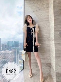 Bigsize Đầm nút phối D482