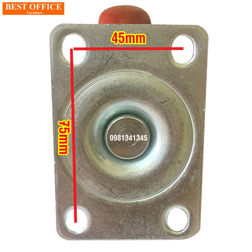 Combo 4 bánh xe đẩy hàng 75mm chịu tải 220kg, lắp cho xe kéo, xe đẩy hàng