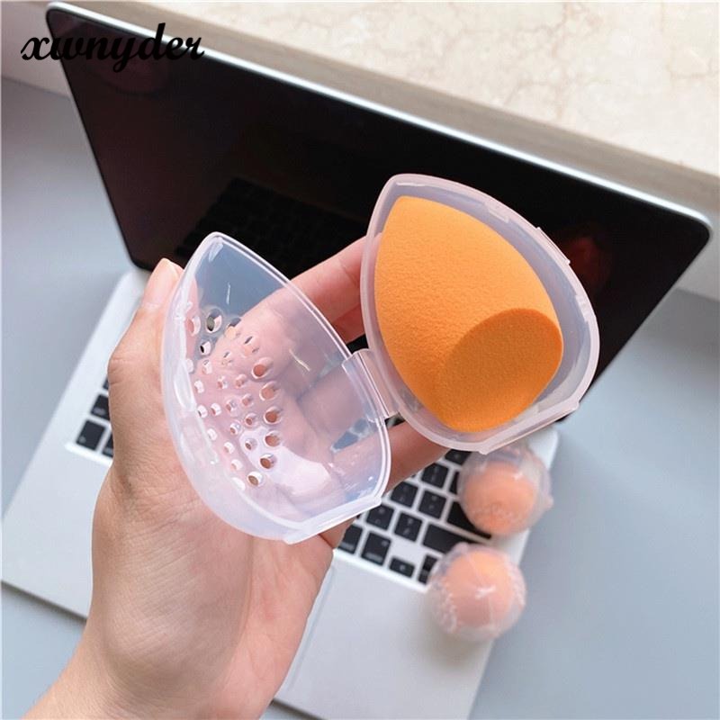 Hộp Đựng Mút Trang Điểm Ướt Và Khô Hình Quả Trứng Trong Suốt Tiện Dụng Mang Theo Du Lịch