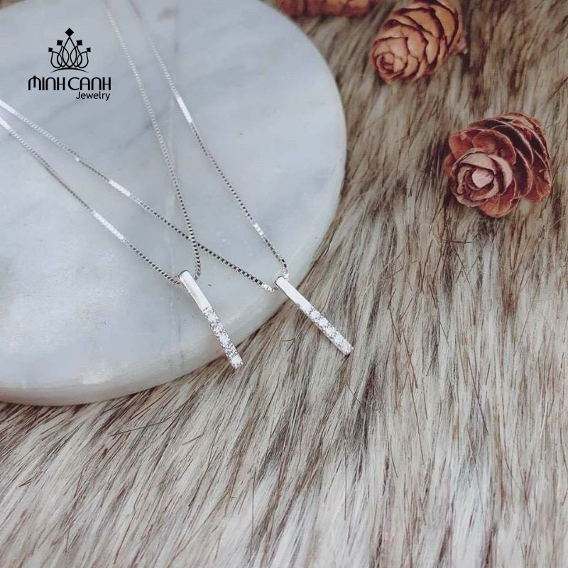Dây Chuyền Bạc Nữ Minh Canh Jewelry Hình Thanh Bạc Đính Đá