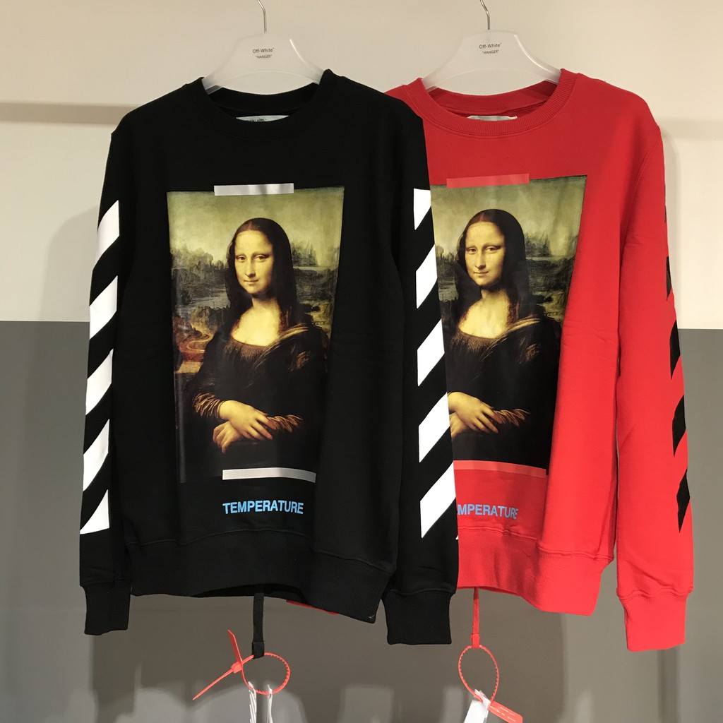 HÀNG ORDER ÁO HOODIE OFF GREY WHITE  ĐEN ĐỎ HÌNH MONALISA