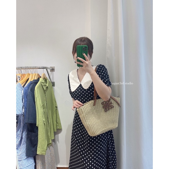 • 𝗮𝘂𝗴𝘂𝘀𝘁𝟯𝗿𝗱 𝘀𝘁𝘂𝗱𝗶𝗼 • VÁY CHẤM BI DÁNG MIDI