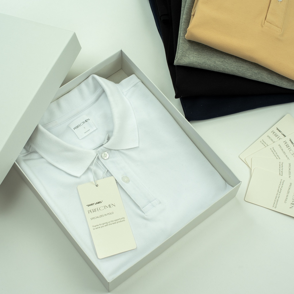 Áo Polo nam cao cấp 100% cotton PERFECTMEN vải cá sấu màu trắng co giãn 4 chiều thoáng mát xuất xịn sang trọng | BigBuy360 - bigbuy360.vn