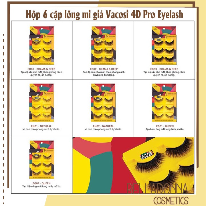 Hộp 3 Cặp Lông Mi Giả Vacosi 4D Pro Eyelash