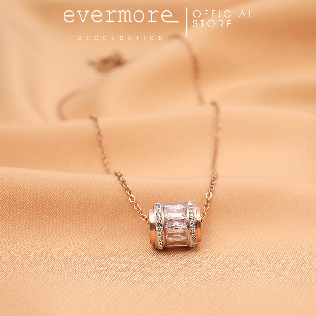 Dây chuyền cao cấp EVERMORE, vòng cổ trụ tròn đính đá, phong cách minimalism, thanh lịch - D015