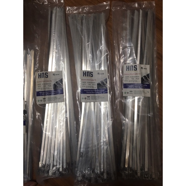 Túi 100 sợi dây rút inox 304 trơn, chịu lực, chịu nhiệt 35cm size 4,6x350mm