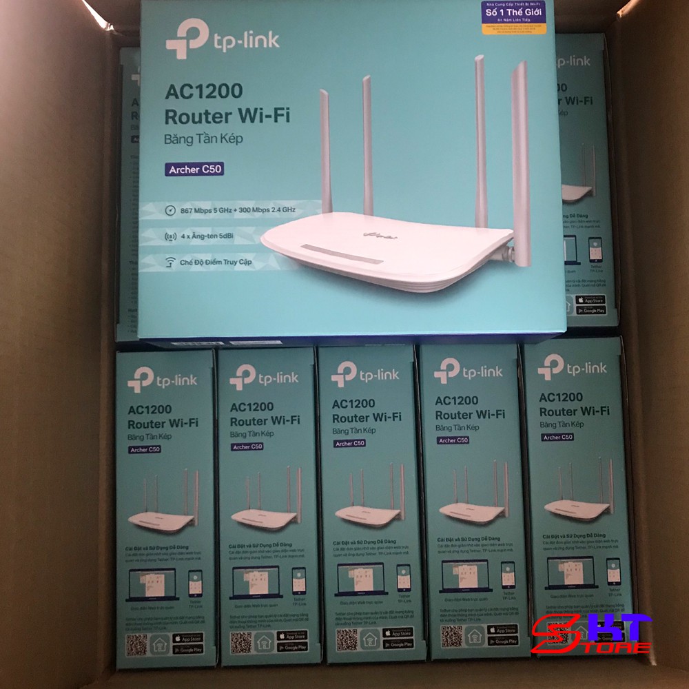 Combo 10 Bộ Bộ Phát Wifi Băng Tần Kép TP-Link Archer C50 Chuẩn AC Tốc Độ 1200Mbps - Hàng Chính Hãng