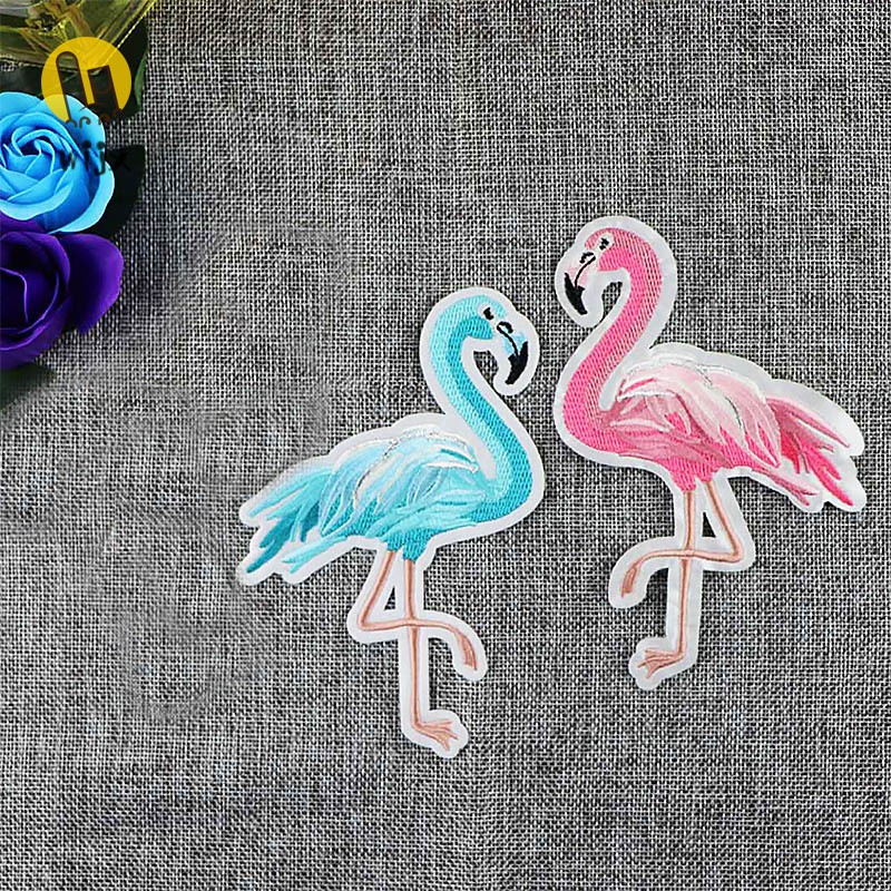 WiJx Garment Accessories Embroidered Edge Small Fresh Flamingos Embroidery Cloth Stickers Sew Patches DIY Subsidies .VN