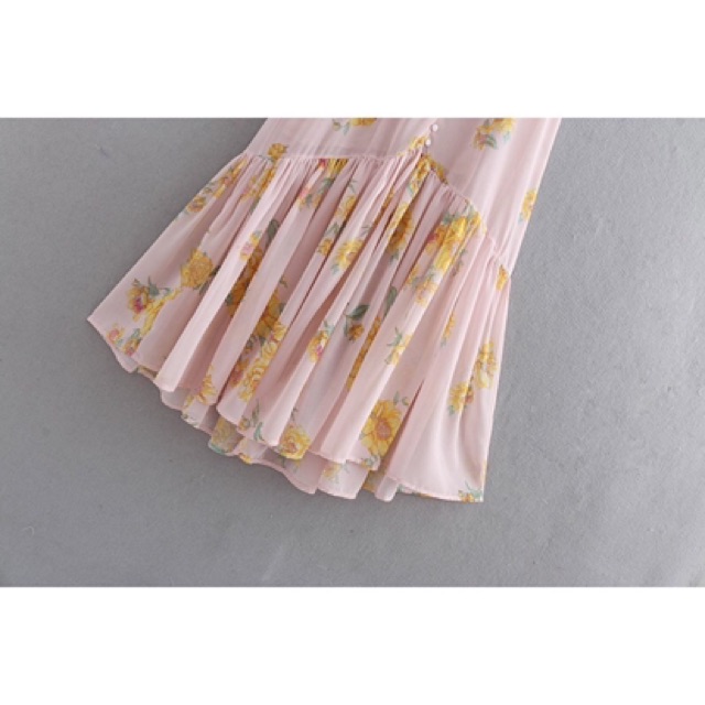 Đầm ZARA dài đuôi cá dịu dàng chiffon mềm không nhăn DH2DCG89N10