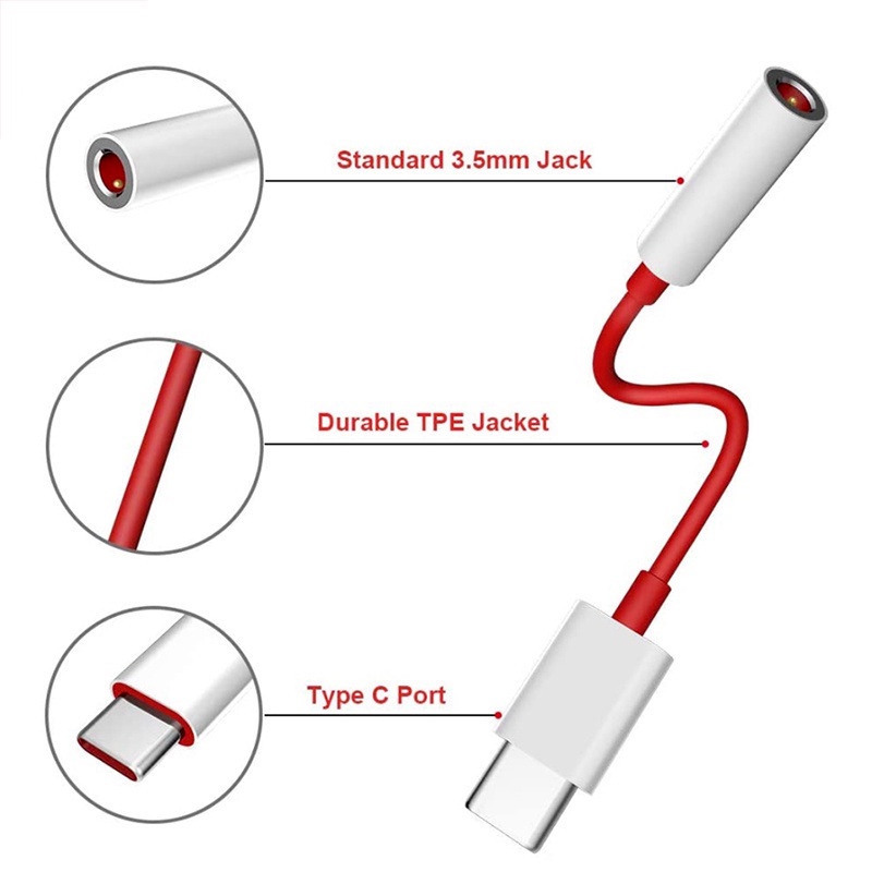 Đầu Chuyển Đổi Cổng Usb Type-c Sang Cổng Âm Thanh 3.5mm Cho One Plus 7-Oneplus 6T 7 Pro