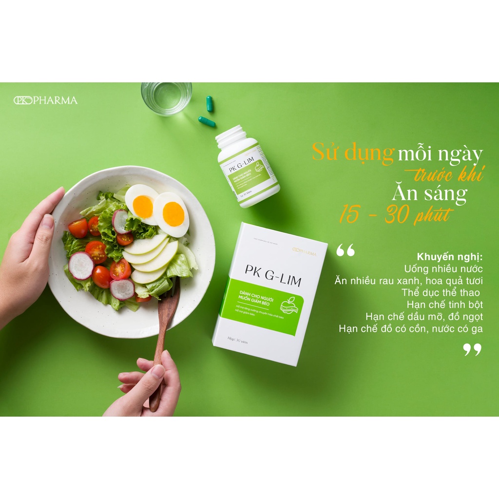 PK GLIM -Hộp 30 viên, Giúp Hỗ Trợ Giảm Béo,Tăng cường chuyển hóa chất béo,Hạn chế tích tụ mỡ thừa,làm săn chắc cơ thể