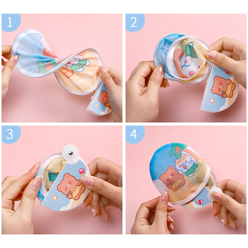 Quạt Xếp Mini Di Động Hình Tròn In Hoạt Hình Dễ Thương Cho Bé Gái