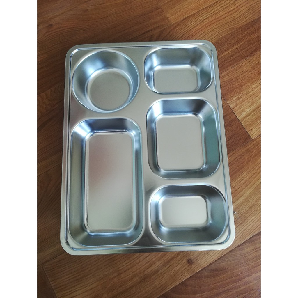 Khay Cơm Phần Inox  Ngăn Sâu Có Nắp-Loại 4 Ngăn -5 Ngăn