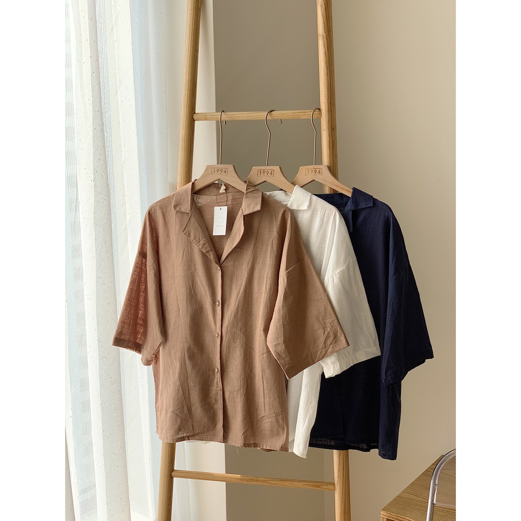 Áo sơ mi linen cổ pyjama SA442 LOLLIE STUDIO