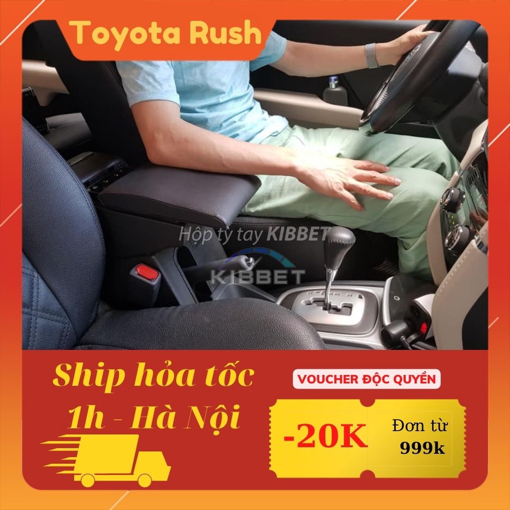 Hộp tỳ tay Rush Kibbet - Bệ tì tay Rush chuẩn theo xe - Không khoan vít - Có cốc nước - Tì tay có thoải mái