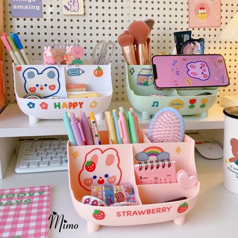 Kệ đựng bút,để đồ đa năng kèm chỗ để điện thoại siêu tiện lợi( Tặng kèm sticker)