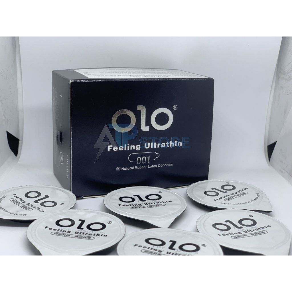 10 Bao cao su OLO Ultra - Thin siêu mỏng 0.001mm truyền nhiệt phiên bản English, nhiều gel bôi trơn.