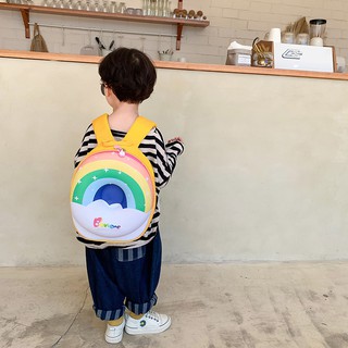 ❆﹍❍Ba lô trẻ em cầu vồng mới Túi không gian hoạt hình dễ thương Túi vỏ trứng Phong cách Hàn Quốc Phong cách phương Tây B