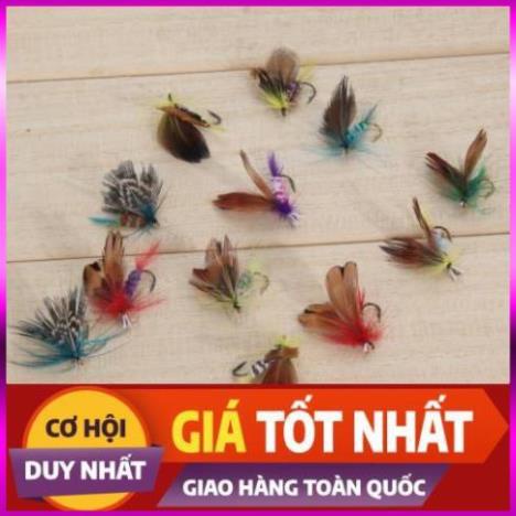 [Xả Kho 3 Ngày] Set 12 con mồi lông gắn lông vũ và cánh bướm siêu đẹp