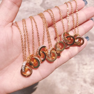 Dây chuyền/Vòng cổ titan phối soàn zircon (màu vàng)