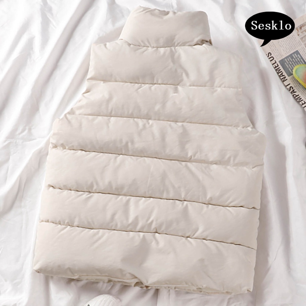 Áo khoác phao không tay phối túi và nút cài thời trang mùa thu và đông dành cho nữ | BigBuy360 - bigbuy360.vn