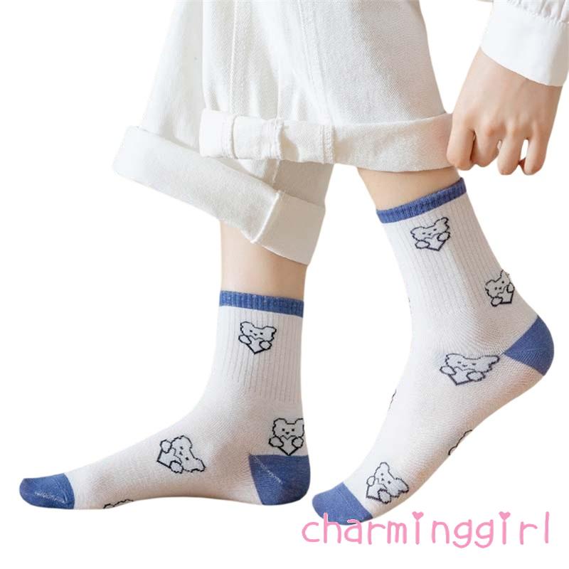 Vớ dệt kim thoáng khí chống trượt in họa tiết hoạt hình dễ thương cao cấp cho nữ