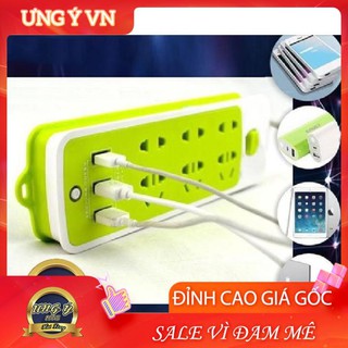 Ổ ĐIỆN XANH LÁ CÓ 3 USB SẠC ĐIỆN THOẠI