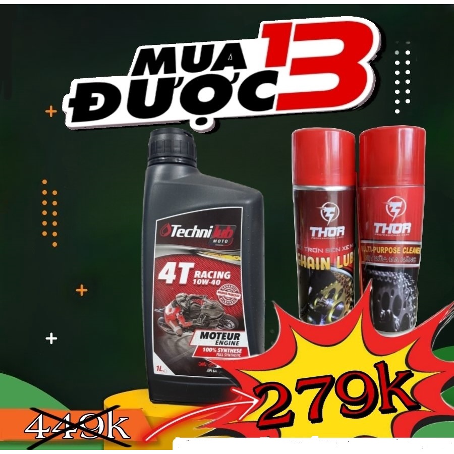 Compo nhớt máy technilub 10w40 racing,dưỡng sên thor,rửa sên thor