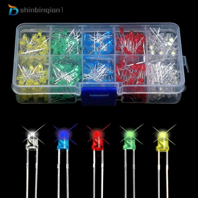 Set 500 Điốt Đèn Led 3mm 5 Màu Chuyên Dụng