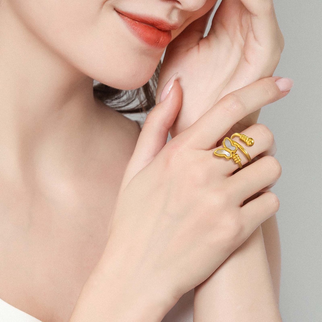 Vnox Nhẫn Hình Bướm Vỏ Sò Tông Vàng Sống Động Cho Nữ