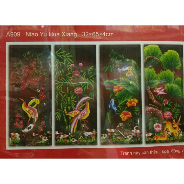 Tranh thêu chữ thập 4 quý A909 (chưa thêu)