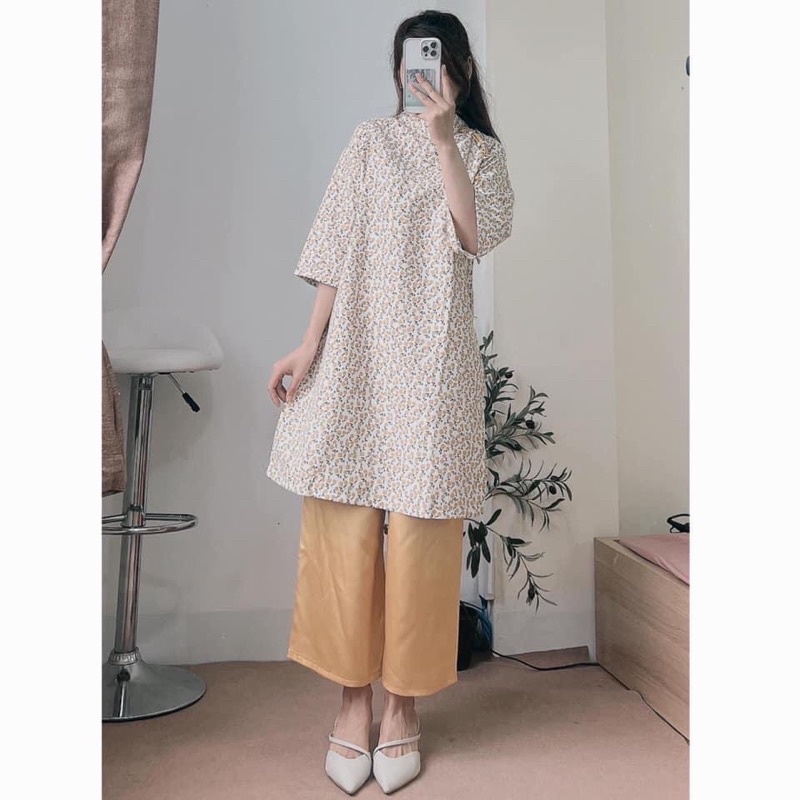 Áo Dài Hoa Nhí Kèm Quần