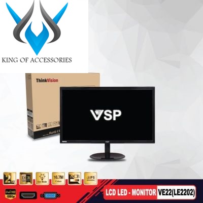 Màn hình máy tính LED 22&quot; VSP VE22 (LE2202) - kết nối VGA / HDMI (Đen) - Phụ Kiện 1986