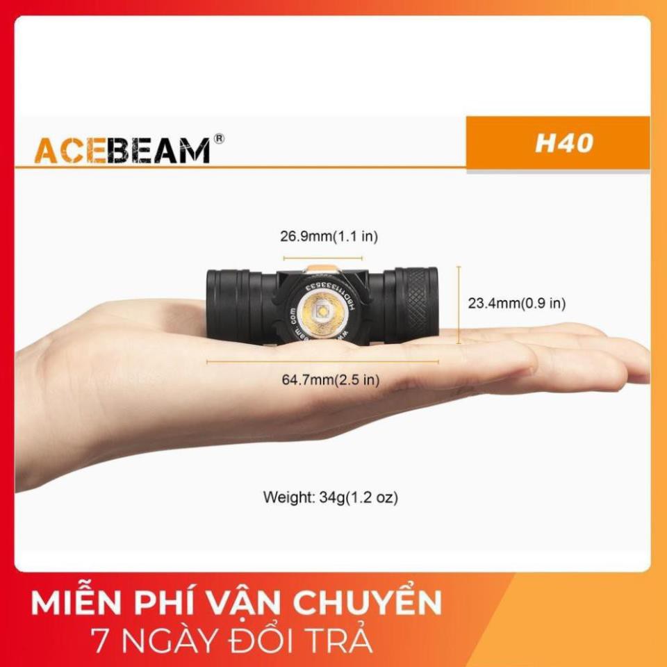 [HÀNG CAO CẤP] Đèn pin và đèn đội đầu đeo đầu ACEBEAM H40 độ sáng 1050lm chiếu xa 102m siêu nhỏ pin 14500 AA (không kèm)