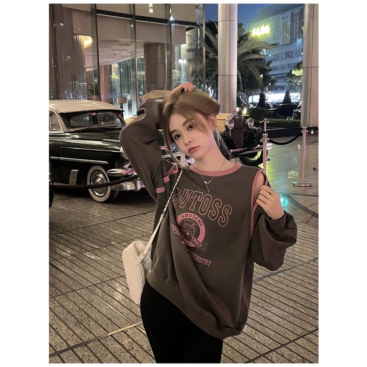Áo sweater Trễ Vai in Chữ Phong Cách Hàn Quốc Thời Trang Mùa Thu Mới Cho Nữ