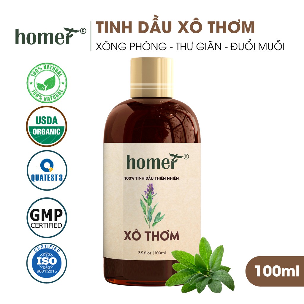 Tinh dầu Xô Thơm Ấn Độ Homer - Clary Sage Essential Oil - đạt chuẩn chất lượng kiểm định