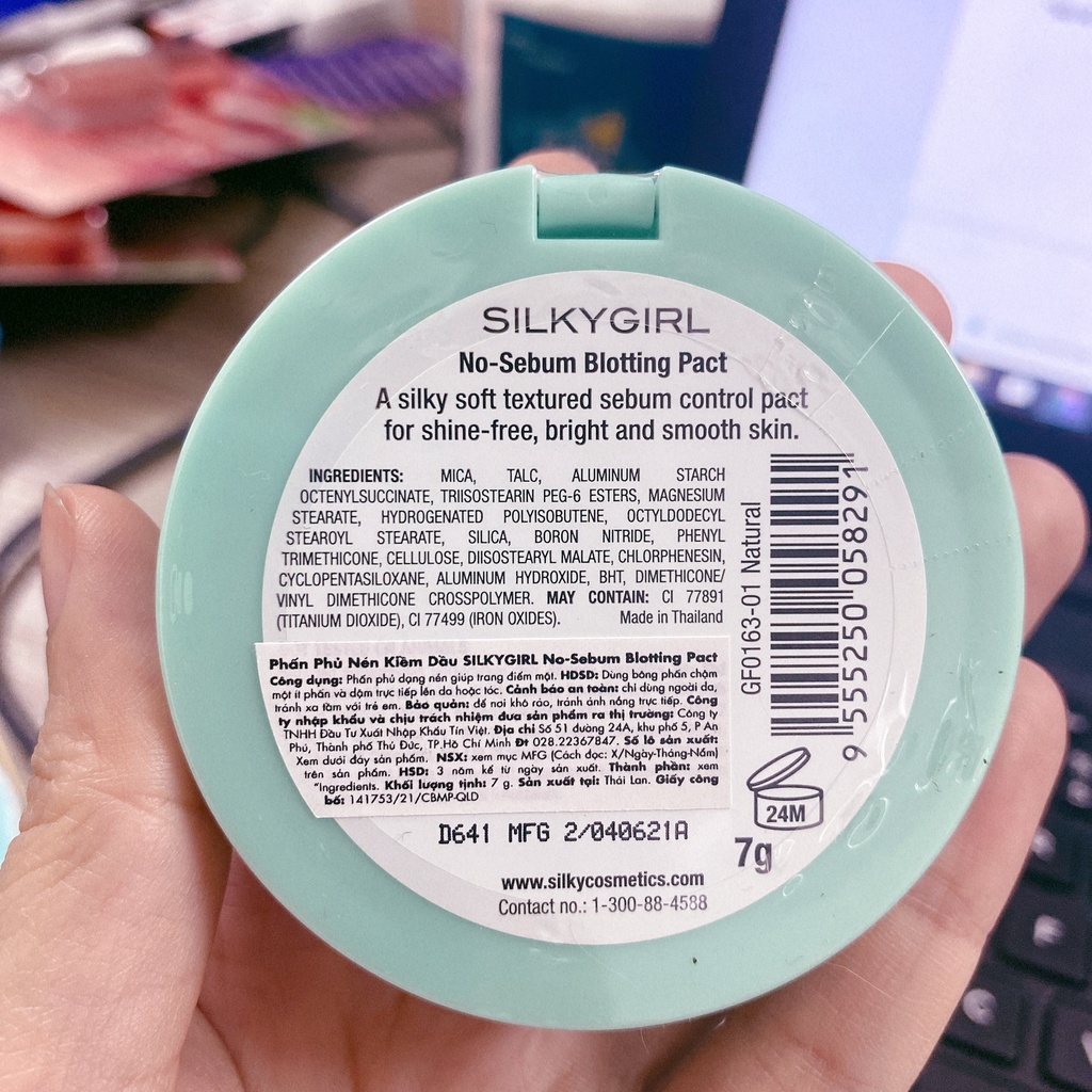 Phấn Phủ Nén Kiềm Dầu Silkygirl No Sebum Blotting Pact 7g