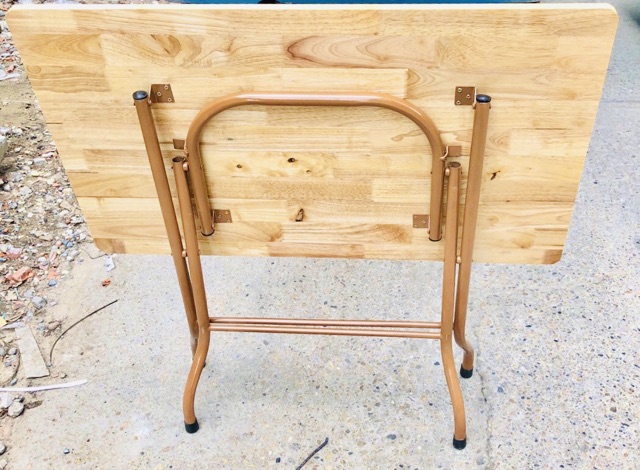 Bàn gấp gọn gỗ cao su 60x100 chân cao 72cm tiện dụng