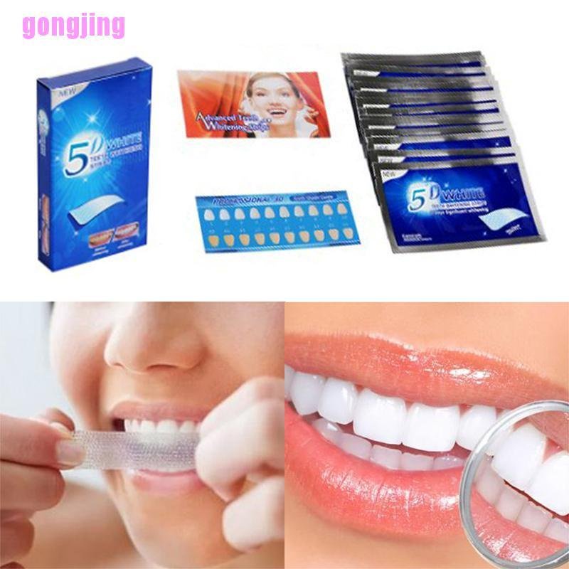 Miếng dán trắng răng 5D White Teeth Whitening cao cấp, trắng răng bật tông không đa.u, không ê buốt