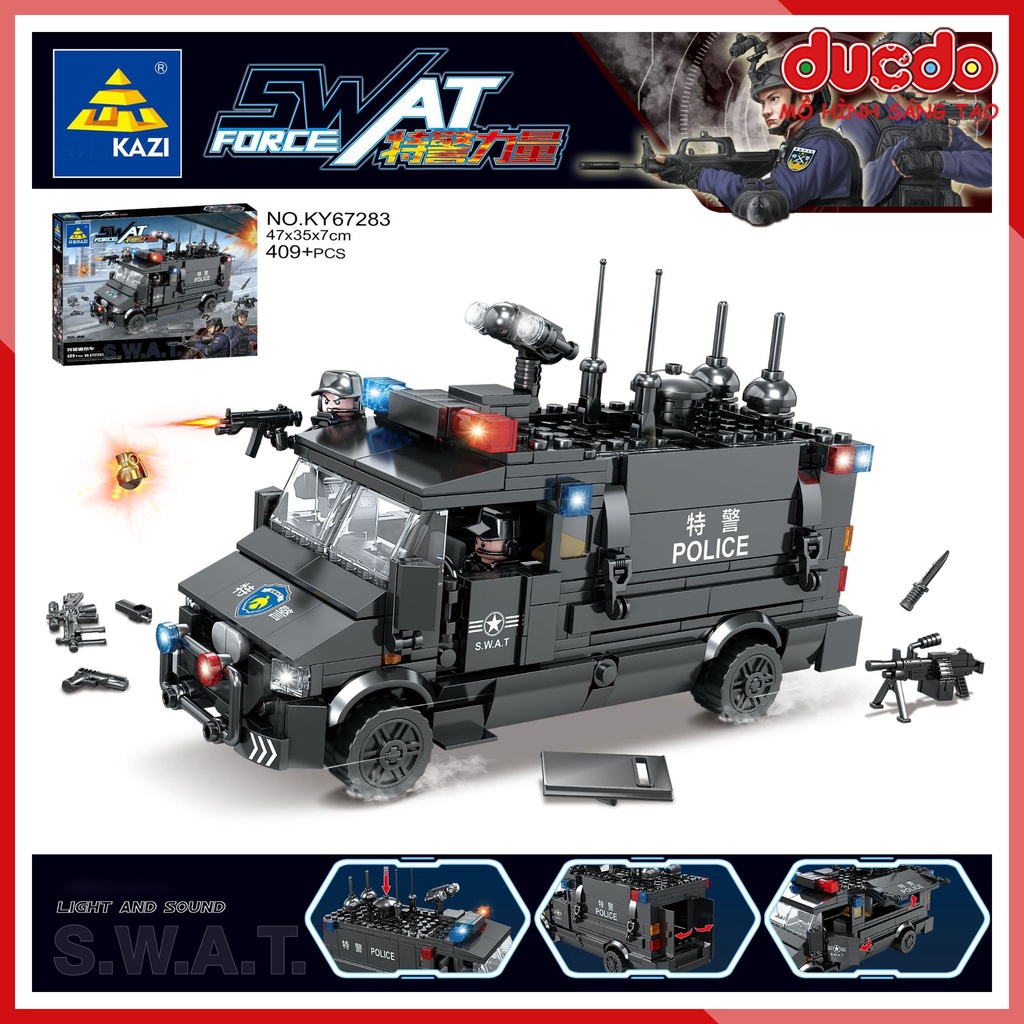 KAZI KY 67283 Lắp ghép xe đặc nhiệm cảnh sát SWAT - Đồ chơi Xếp hình lính Mô hình Mini Minifigures Army